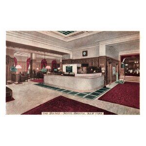 Postcard Chrome era Hotel Bristol New York The Lounge white border 1960s?